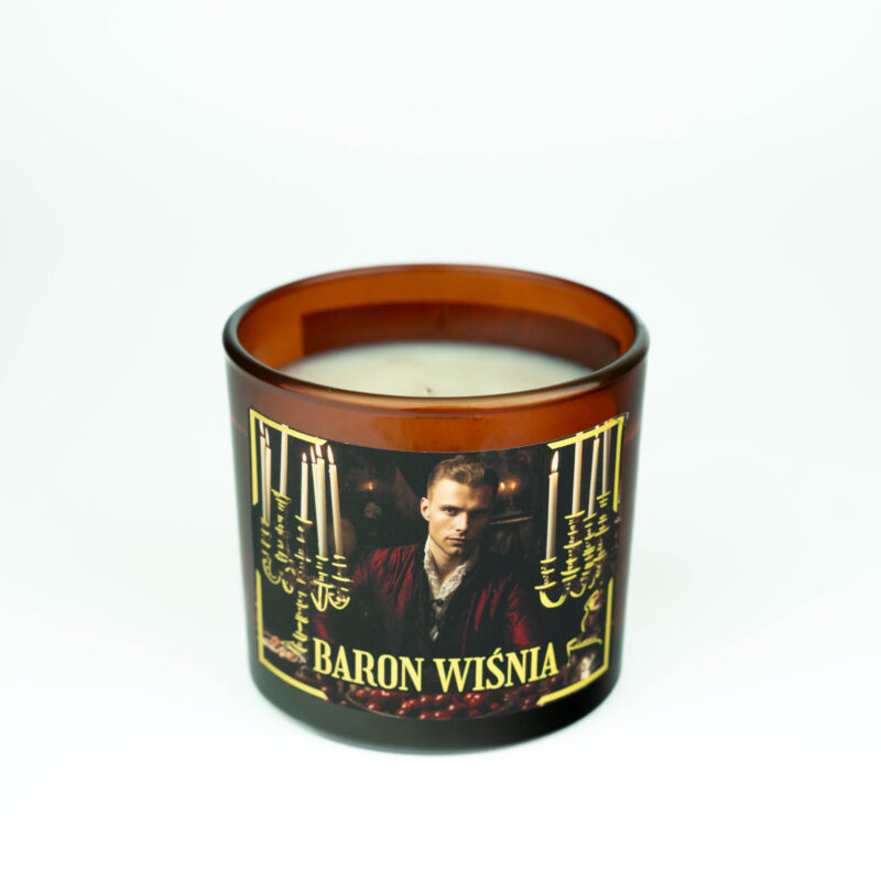 Aromatyczna świeca sojowa Baron Wiśnia o nutach wiśni, wanilii i cukru trzcinowego