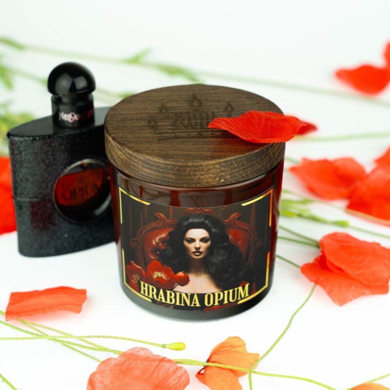 Świeca sojowa Hrabina Opium – luksusowa świeca z nutą opium, kolekcja Dwór Królewski BLACK OPIUM