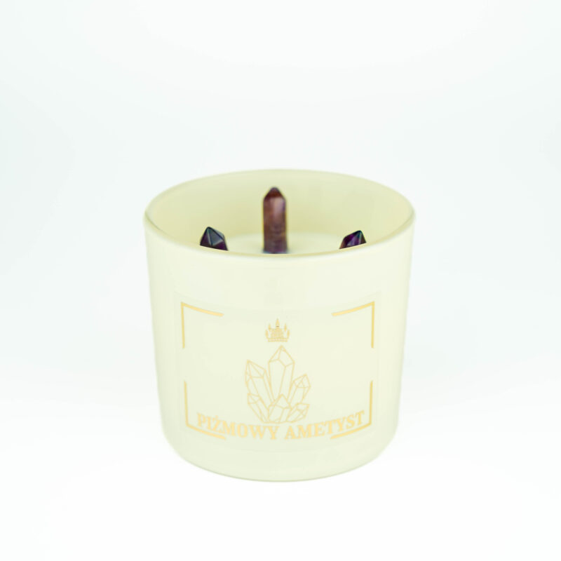 Świeca sojowa Piżmowy Ametyst – ręcznie robiona, kolekcja Skarbiec Króla