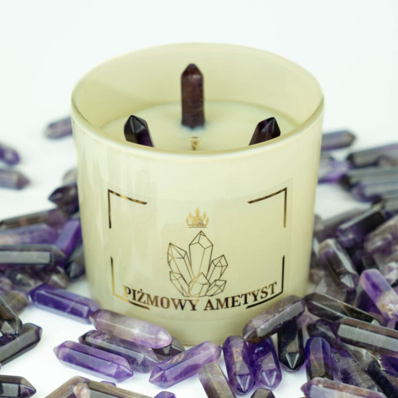 Świeca piżmowy ametyst – luksusowa świeca z nutą piżma i kamieni szlachetnych
