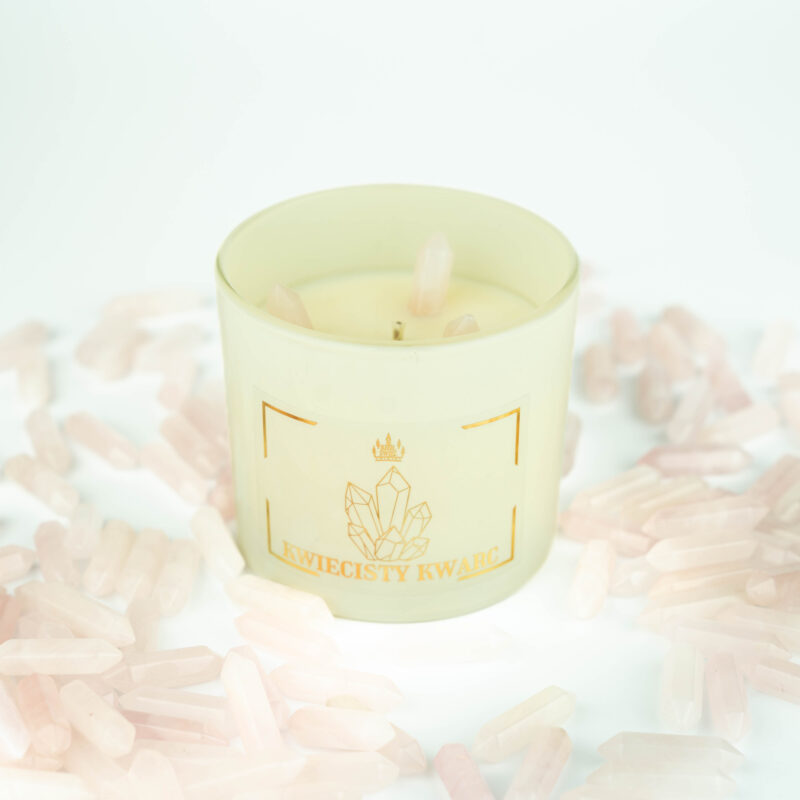 Świeca Kwiecisty Kwarc – świeca z kolekcji Skarbiec Króla z dodatkiem kamieni szlachetnych